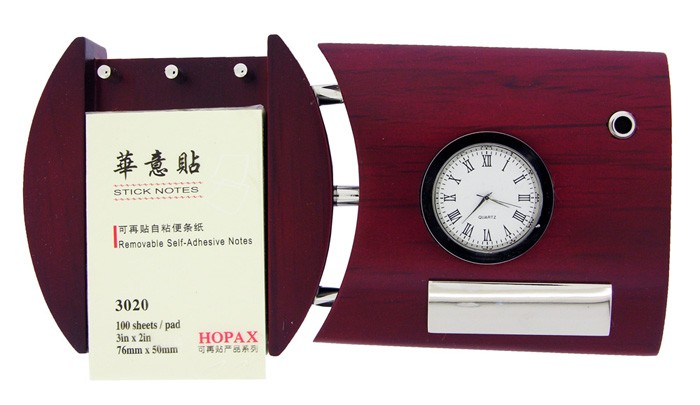 Wood Desk Clock Note Paper