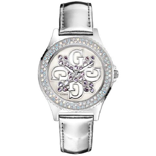 Lds Guess Shiny Silver Leather