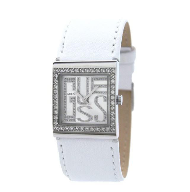 Lds Guess Wht Leather Stones